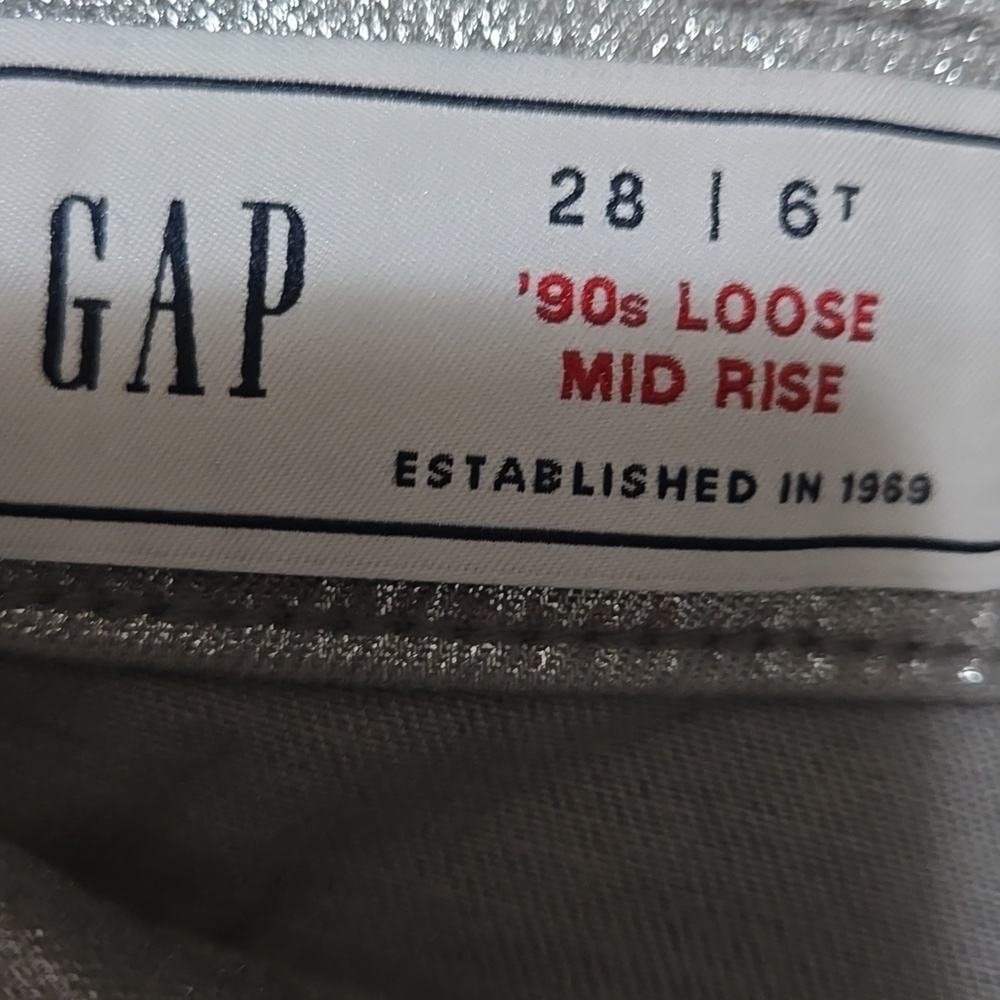 GAP Metallic Silver 90s Mid Rise Jeans Pants Size 28/6 Tall - Picture 6 of 9